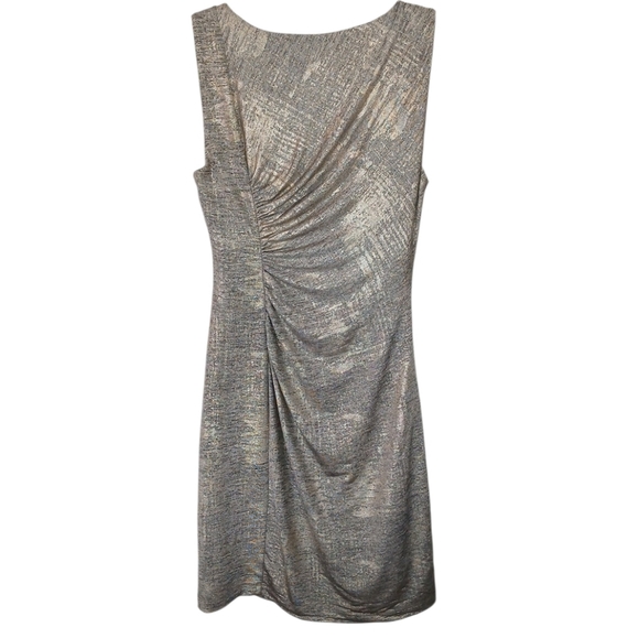 Calvin Klein Metallic Gold Silver Tone Sleeveless Cocktail Dress Size 6 Petite - Picture 2 of 9